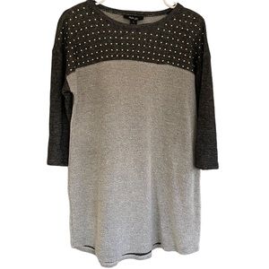 Gray long sleeve dress with embellished grommets petite grunge2.0